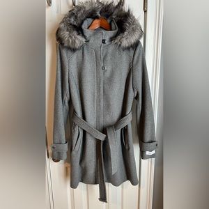 Calvin Klein NWOT Wool blend lined Zippered Coat Size M Dark Gray